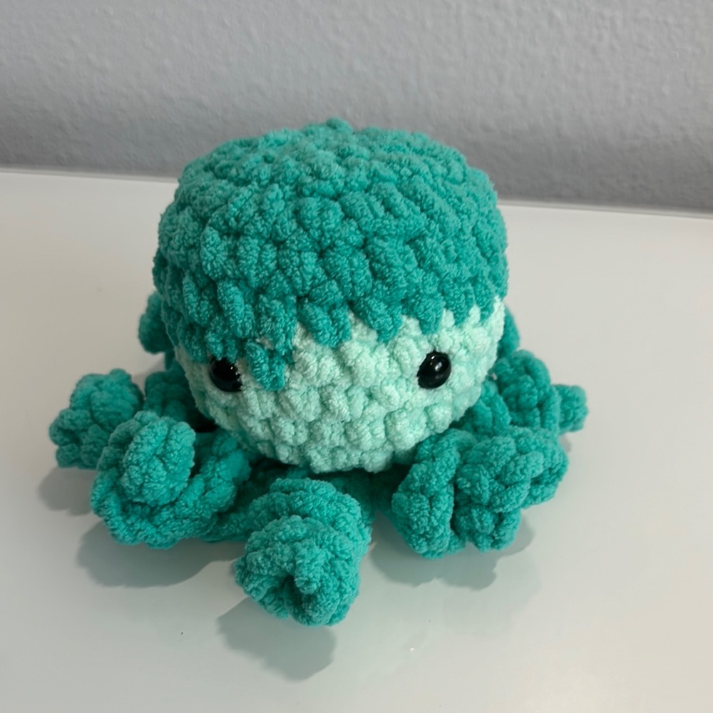 Teal and White Crochet Octopus